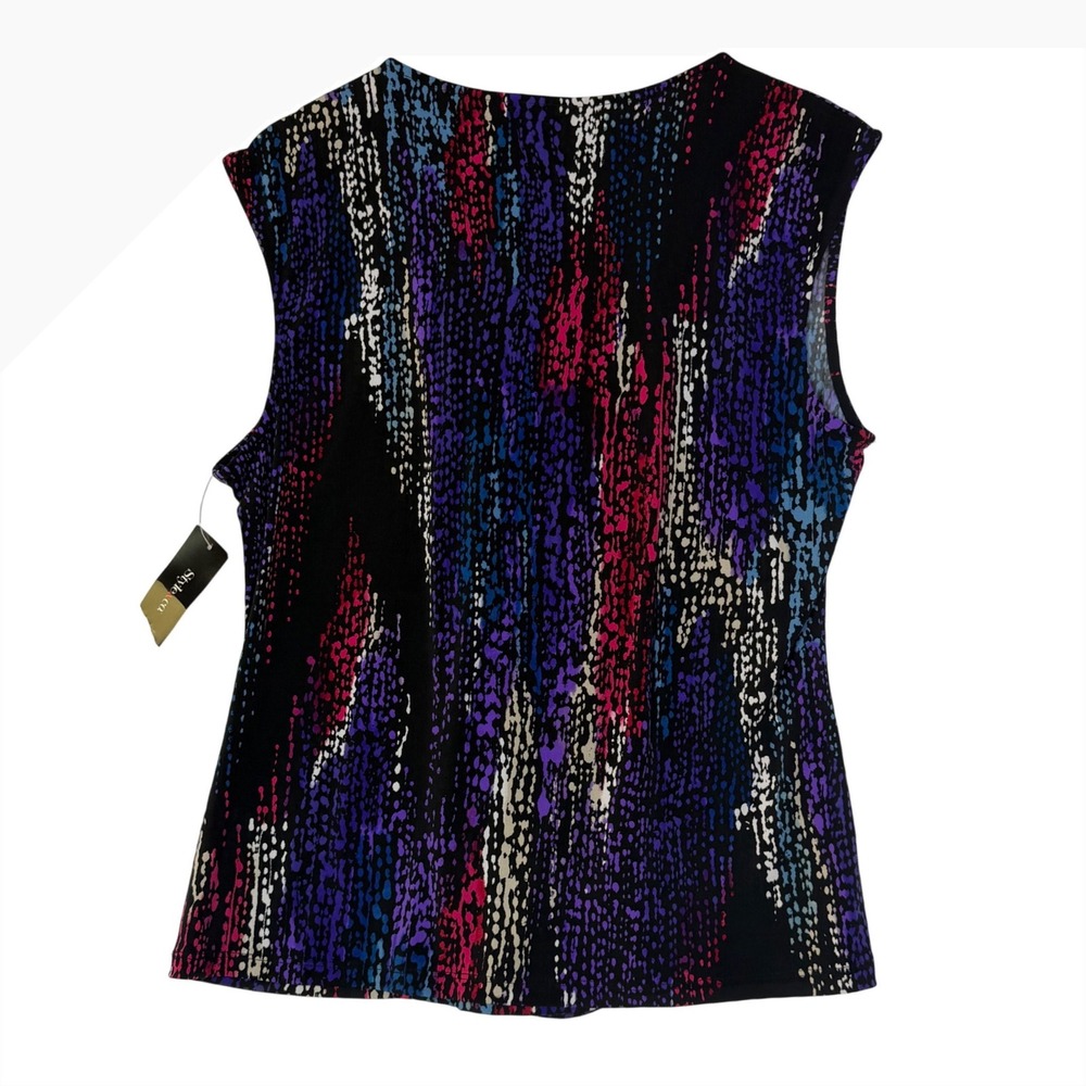 Style & Co‎ Womens XL Black Multi Abstract Sleeveless Ruched Top New - Picture 2 of 7